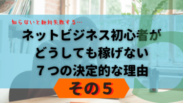 【その５】ネットビジネス初心者が、どうしても稼げない７つの決定的な理由