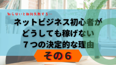 【その６】ネットビジネス初心者が、どうしても稼げない７つの決定的な理由