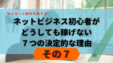 【その７】ネットビジネス初心者が、どうしても稼げない７つの決定的な理由