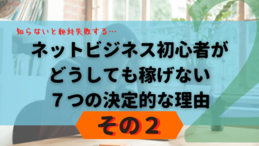 【その２】ネットビジネス初心者が、どうしても稼げない７つの決定的な理由