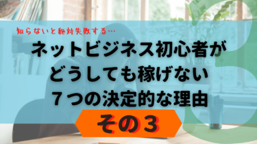 【その３】ネットビジネス初心者が、どうしても稼げない７つの決定的な理由